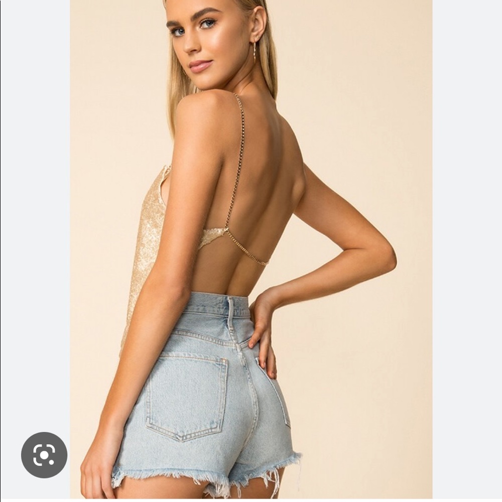 Revolve Superdown Gold Backless Top - Picture 3 of 6